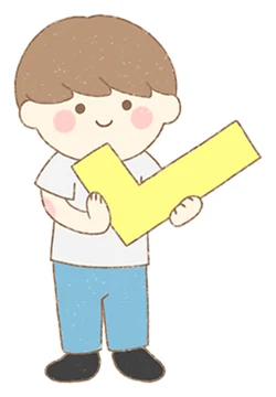 チェックの印を持つ男の子のイラスト