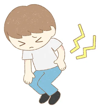 腰を痛がる男の子のイラスト