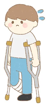松葉杖をつく男の子のイラスト