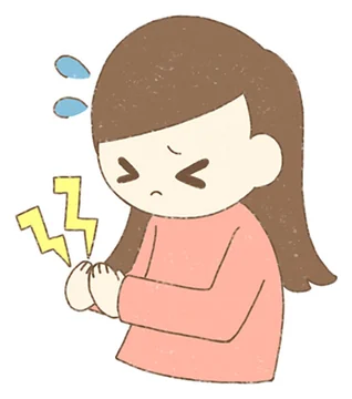 手首を痛がる女性のイラスト