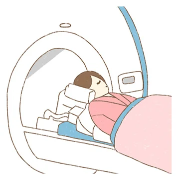 MRIの検査を受ける場面のイラスト