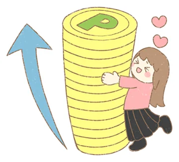 積み上がるお金と女性のイラスト
